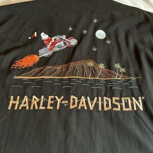 Christmas shirt. Harley Davidson Silk/Cotton Embroidered . Size 2XL
